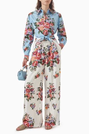 Flower Bouquet-print Shirt in Cotton