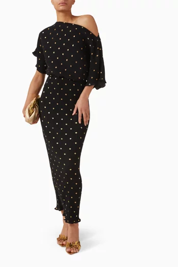 فستان تيلي بطيّات بليسيه