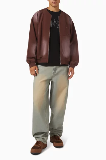 Faded Zip Bomber Jacket in Cotton-fleece