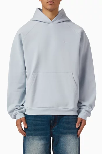 كنزة بغطاء رأس وشعار الماركة بخط يدوي بحجم صغير صوف قطني