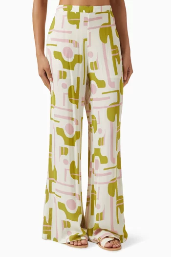 بنطال بلياريك بقصة ساق واسعة فيسكوز