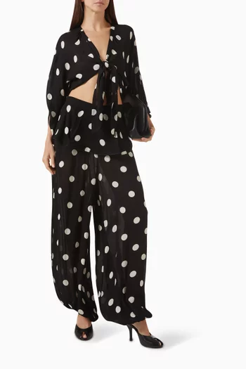 بنطال بقصة منفوخة وخصر على شكل جرس فيسكوز