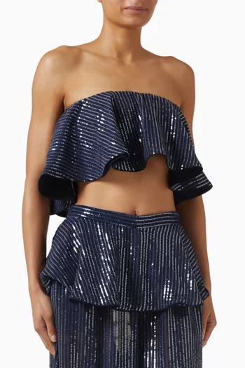 بلوزة بكشكش ومطرزة بالترتر