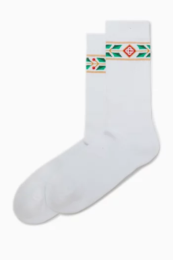 جوارب مضلعة بشعار غصني أوراق الغار قطن