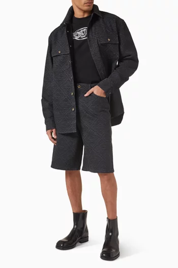 شورت بنقشة أحرف الماركة محفورة بالليزر دينم