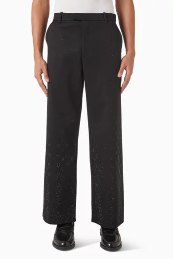 Rhinestone Embellished Logo Pants