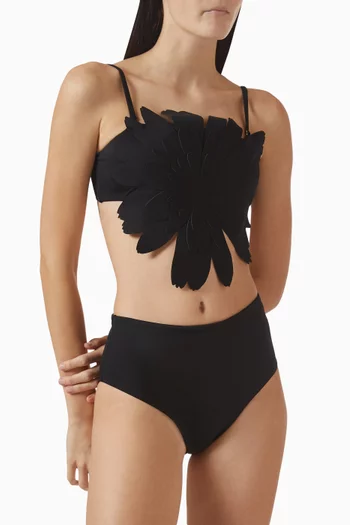 قطعة بيكيني سفلية بخصر مرتفع نايلون مطاطي