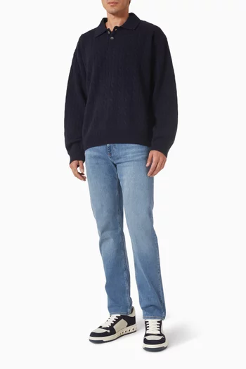 Cable Polo Sweater in Wool & Cashmere