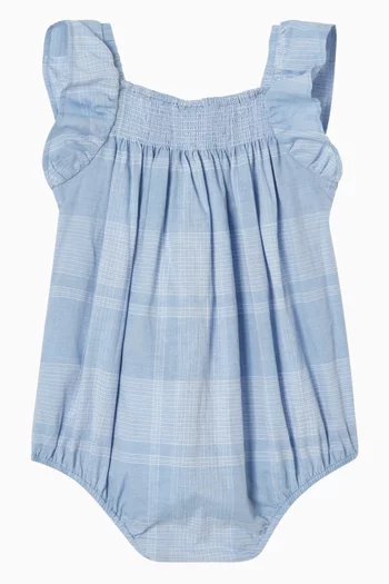 Embroidered Sleeveless Romper in Cotton