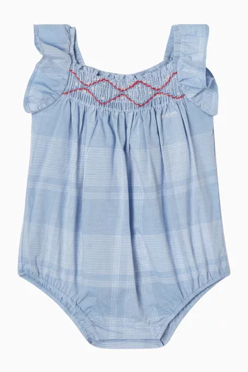 Embroidered Sleeveless Romper in Cotton