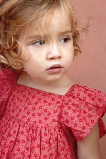 Floral-print Dress in Cotton Blend