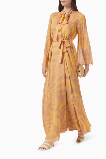 Floral-print Belted Maxi Dress