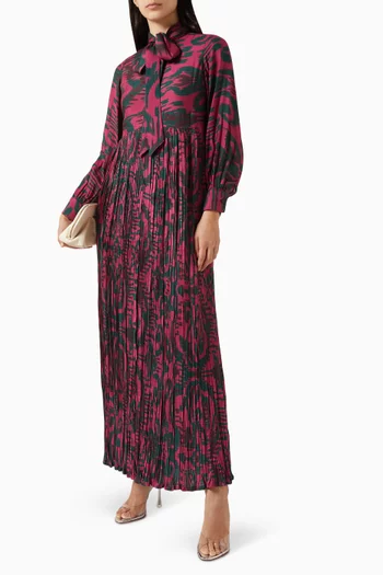 Scarf-neckline Printed Maxi Dress