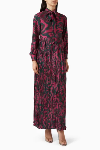 Scarf-neckline Printed Maxi Dress