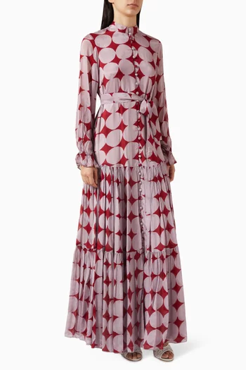 Polka-dot Printed Maxi Dress