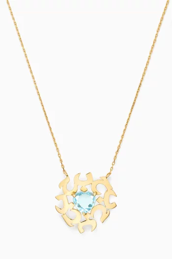 قلادة بدلاية على شكل كلمة حب مرصعة بحجر توباز ذهب عيار 18