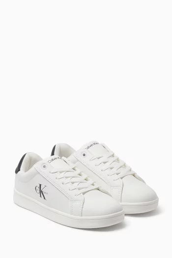 Logo Sneakers in Faux Leather