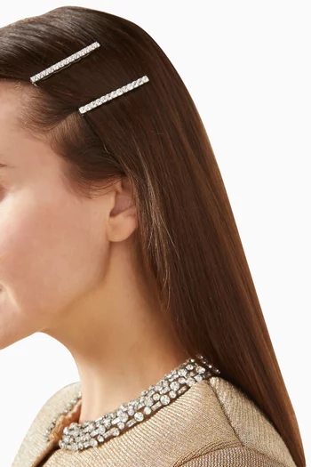 طقم مشابك شعر بوبي جوين مرصعة بالكريستال، قطعتان