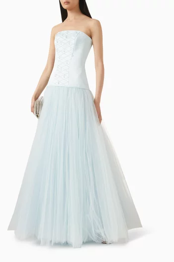 Mel Embellished Gown in Satin & Tulle