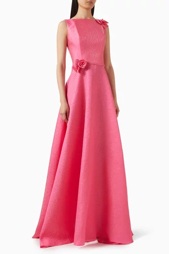 Joya 3D-appliqué Gown in Brocade