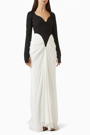 Kiara Gathered Gown in Silk Chiffon