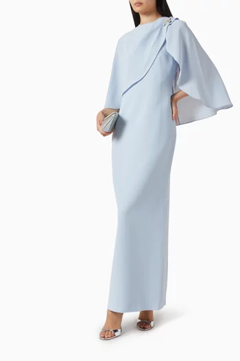 Cape-detail Gown in Crepe