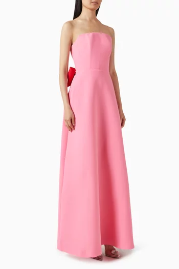 Strapless Bow Waist Gown in Crepe
