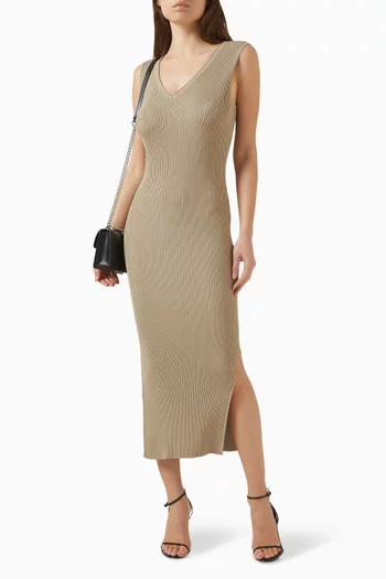 V-neck Slit Dress in Rayon Blend