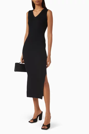 V-neck Slit Dress in Rayon Blend