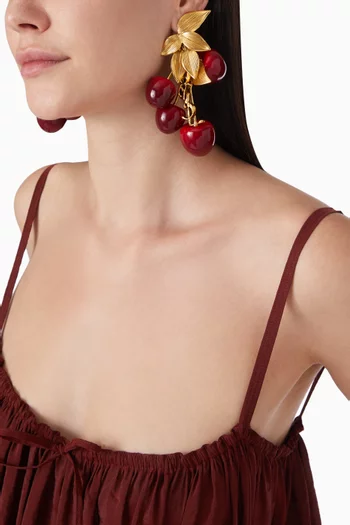 Cherry Earrings in Brass & Resin