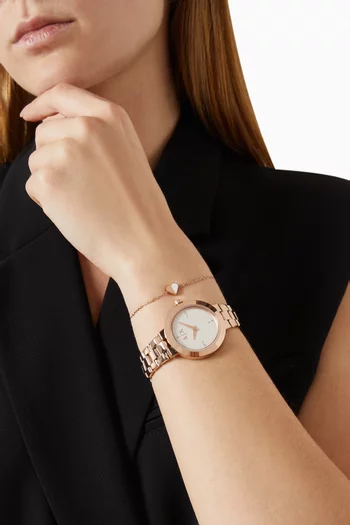 Jackie Automatic Watch & Bracelet Set in Rose Gold-tone Stainless Steel