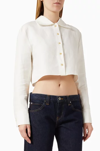 Jasen Crop Top in Linen