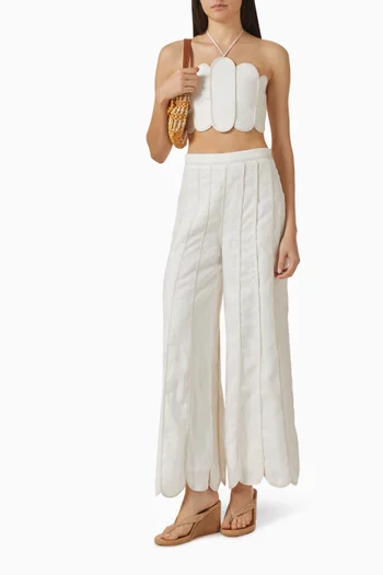 Coconut Scallop Pants in Linen