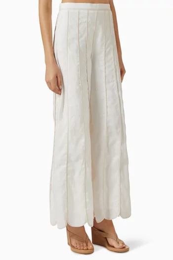 Coconut Scallop Pants in Linen