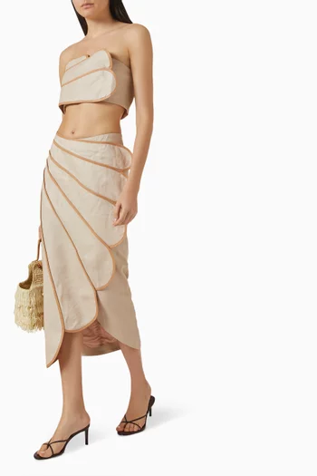 تنورة سانجو بأجزاء صدفية الشكل كتان