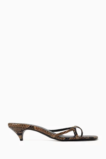 حذاء ميلا مفتوح من الخلف بنقشة جلد الأفعى