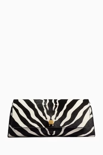 Audrey Clutch Bag in Zebra-printed Calf-hair
