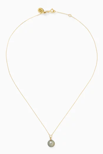 قلادة بدلاية مرصعة بلؤلؤ تاهيتي وماس ذهب أصفر عيار 18