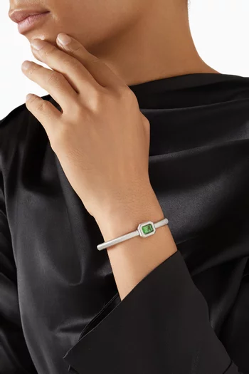 Satine Emerald Tormaline Bangle in 18kt White Gold