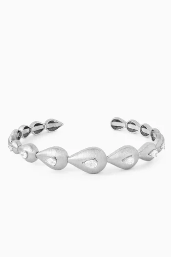 سوار مرصع بالماس بشكل ماركيز ذهب أبيض عيار 18