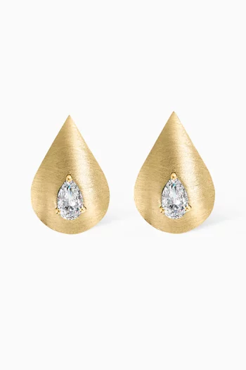 Tear-Drop Diamond Earrings in 18kt Yellow Gold