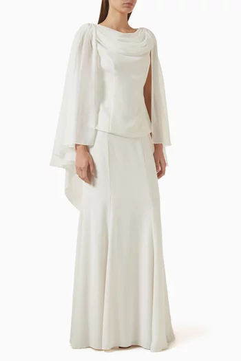 طقم تنورة وبلوزة بفتحة رقبة مطوية