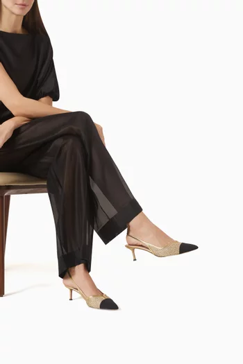 حذاء كلاسيك جيا بسير خلفي وكعب 50 مم قماش شبكي