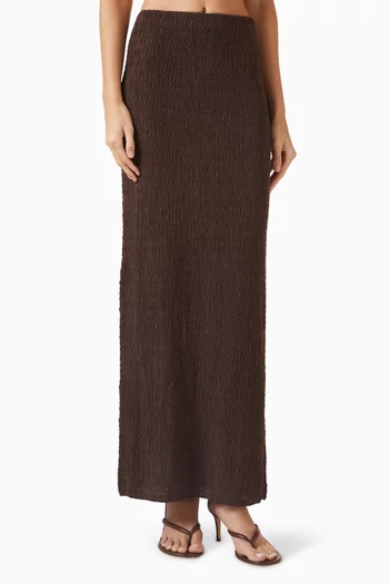 تنورة ميليسا متوسطة الطول منسوجة من مزيج قطن