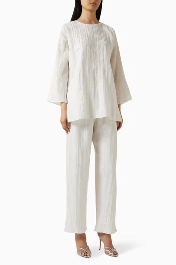 طقم بلوزة وبنطال كتان