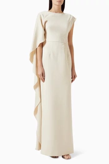 فستان مزين بتطريزات بالخرز