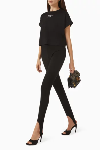 تي شيرت قصير بطبعة شعار الماركة قطن جيرسيه