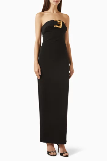 فستان بصدرية بحزام وإبزيم جيرسيه