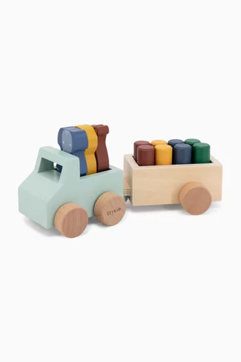 Wooden Animal Car with Trailer