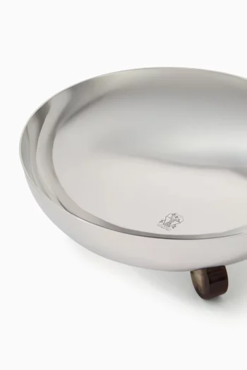 Buffalo Horn Details Bowl in Silver-plated Steel